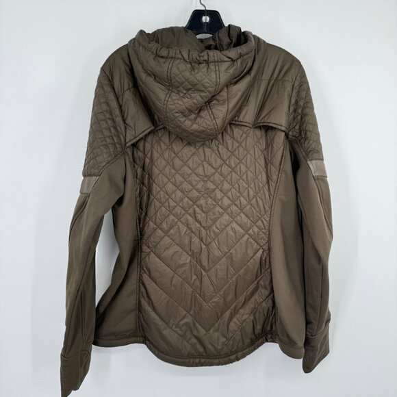 Athleta Womens  Rock Springs Jacket Olive Green Quilted Hooded Reflective size X - Picture 9 of 11